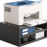 AMERIERGO Printer Stand, Desktop Printer Stand, Printer Stand with Storage, Desktop Stand for Printer with Anti - Skid Pads, Desk Organizer for Office & Home, Black